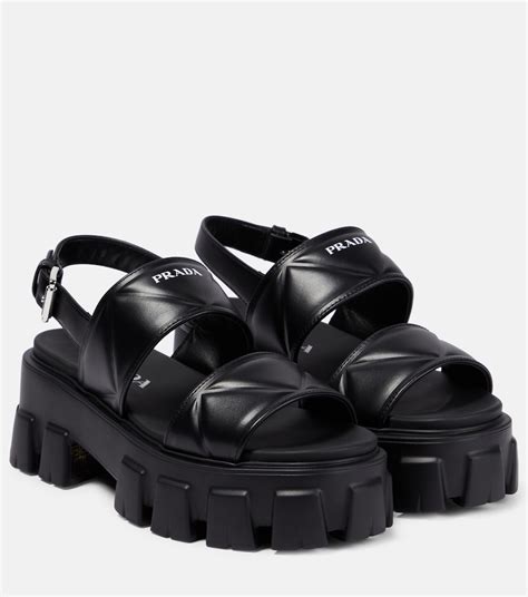 prada platform sandal black and pink|prada denim sandals.